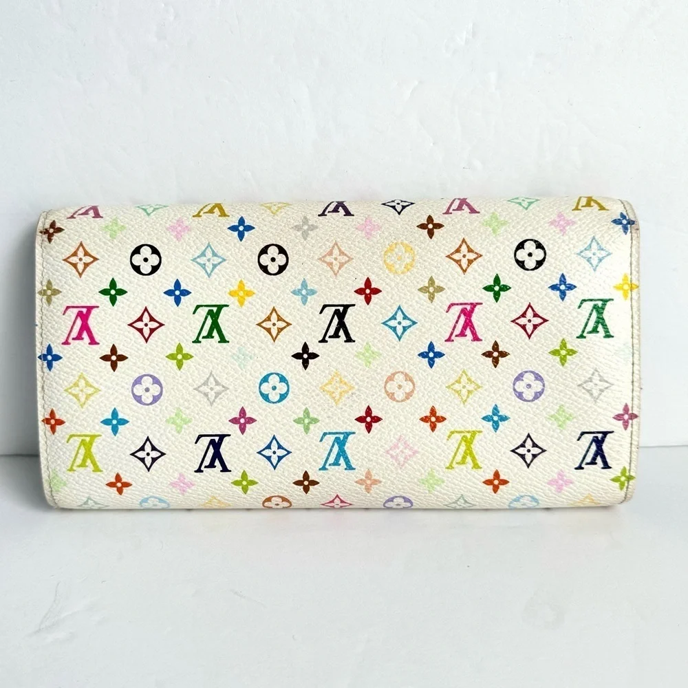 Louis Vuitton‎ Multicolor Sarah Wallet Takashi Murakami Blanc White Vintage Y2K